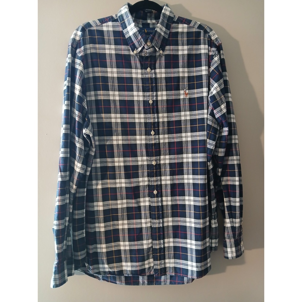 Polo Ralph Lauren Mens Classic
Plaid Button Down Shirt XL Navy Blue Red White